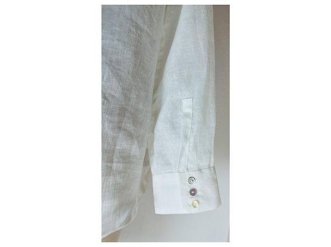 120% LINO Weiße Leinenbluse - Ansicht 4
