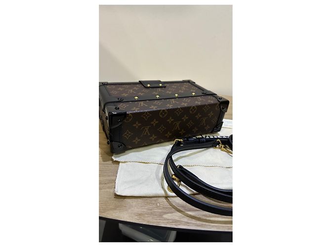 Bolso de hombro Louis Vuitton La Petite Malle Monogram y Cuero Castaño - vista 4