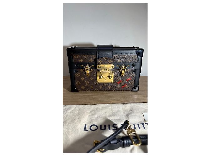 Bolso de hombro Louis Vuitton La Petite Malle Monogram y Cuero Castaño - vista 8