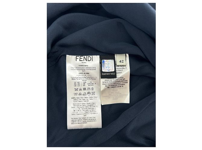 Fendi Kleid T.IT 42 aus Seide Blau - Ansicht 6