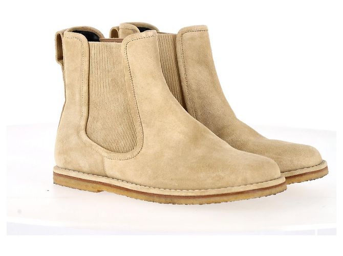 Stivaletti Chelsea Loewe in pelle scamosciata beige - vista 3