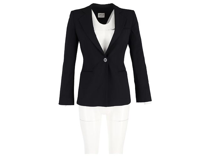 Giorgio Armani Armani Collezioni – Einreihiger Blazer aus schwarzer Wolle - Ansicht 4