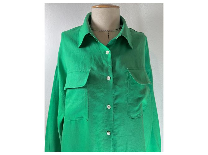 Autre Marque The Frankie Shop Camisa Oversize Verde - vista 2