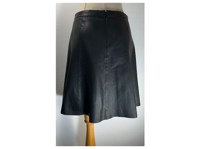 Falda biker Zoe A Line Karl Lagerfeld de cuero de cordero negro - vista 4