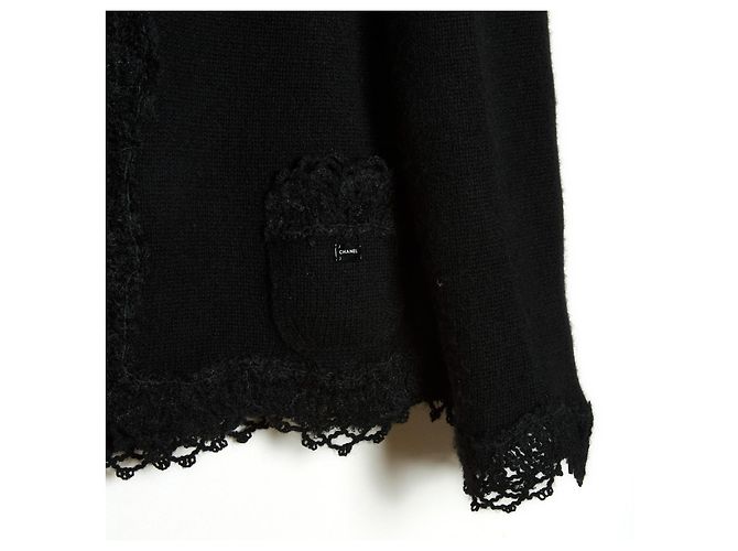 Chanel 06C Cardigan FR42 Kaschmir Schwarzer Cardigan Resort 2006 Jacke US12 - Ansicht 3