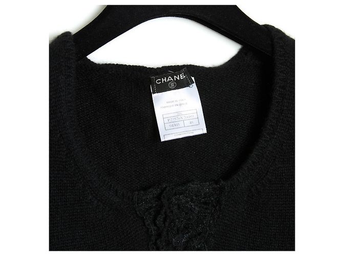 Chanel 06C Cardigan FR42 Kaschmir Schwarzer Cardigan Resort 2006 Jacke US12 - Ansicht 4