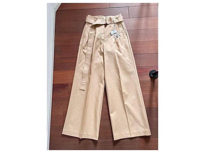 Pantalones anchos de algodón beige Weekend Max Mara - vista 2