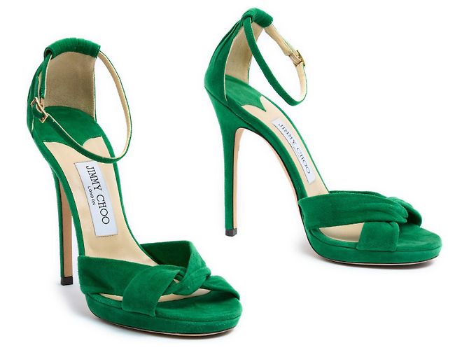 Jimmy Choo Sandali EU39 in camoscio verde con tacco UK6 US8.5 - vista 2