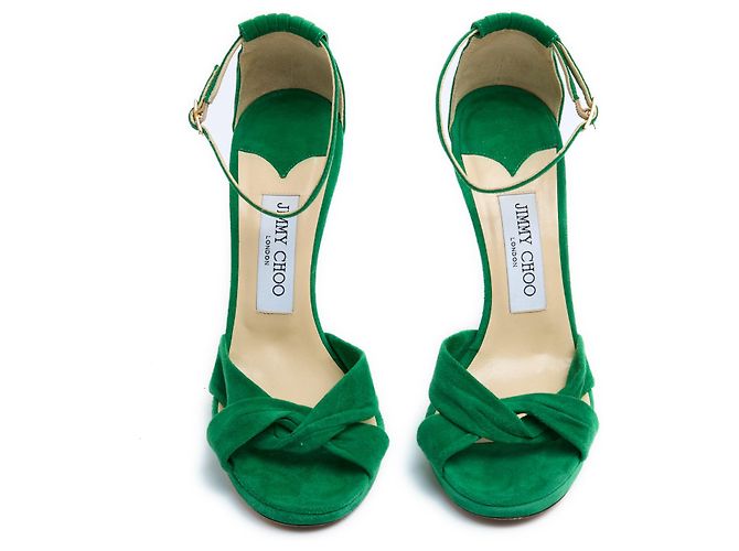 Jimmy Choo Sandali EU39 in camoscio verde con tacco UK6 US8.5 - vista 3