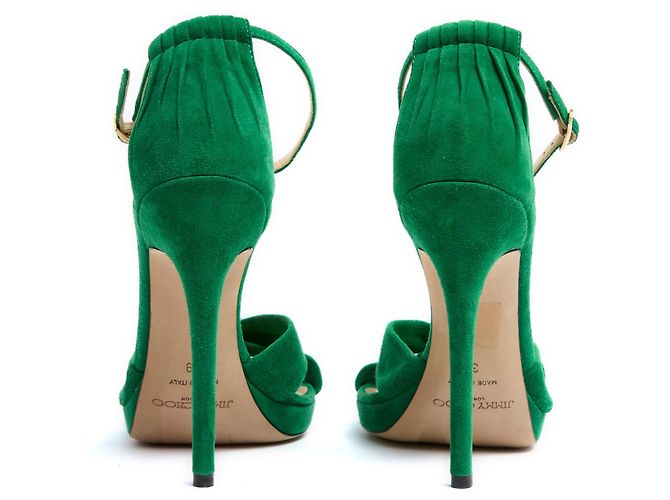 Jimmy Choo Sandali EU39 in camoscio verde con tacco UK6 US8.5 - vista 4