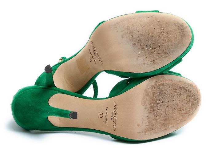 Jimmy Choo Sandali EU39 in camoscio verde con tacco UK6 US8.5 - vista 5
