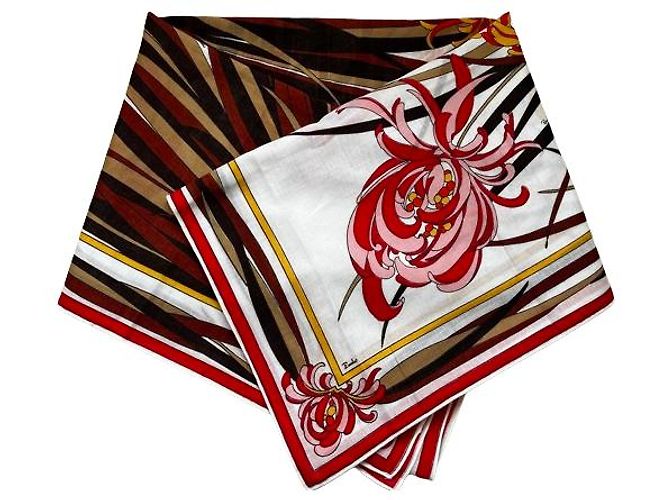 Splendido foulard in 100% cotone made in Italy, firmato EMILIO PUCCI. Bianco - vista 10