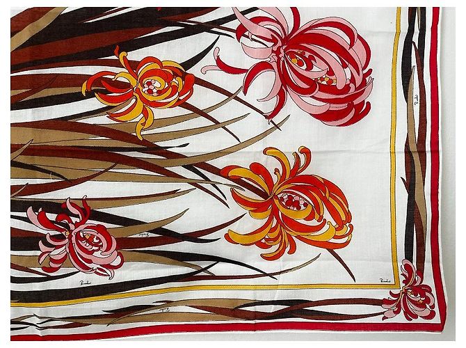 Splendido foulard in 100% cotone made in Italy, firmato EMILIO PUCCI. Bianco - vista 2