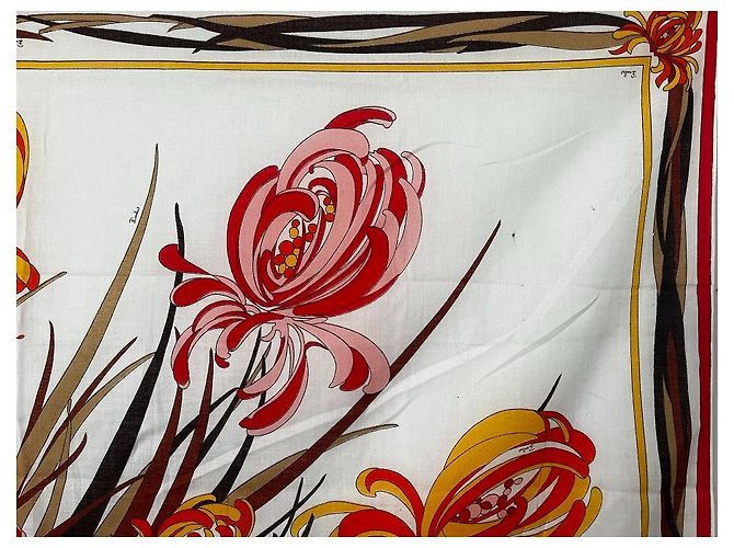 Splendido foulard in 100% cotone made in Italy, firmato EMILIO PUCCI. Bianco - vista 3