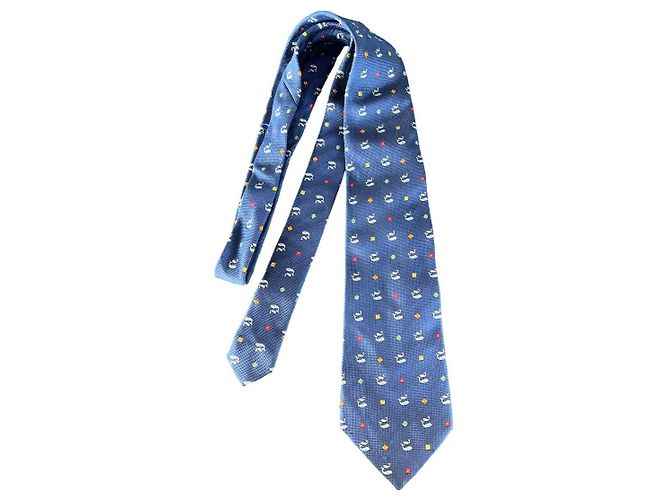 Cravatta in seta blu Salvatore Ferragamo - vista 2