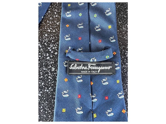 Cravatta in seta blu Salvatore Ferragamo - vista 3