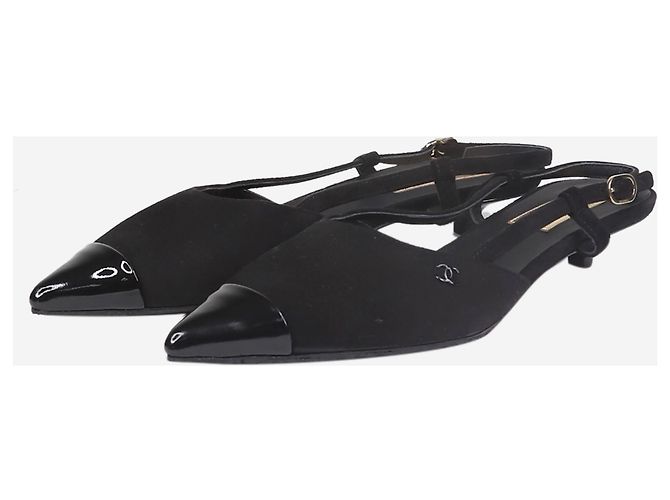 Chanel Schwarze Slingback-Kitten-Heels - Größe EU 38 - Ansicht 2