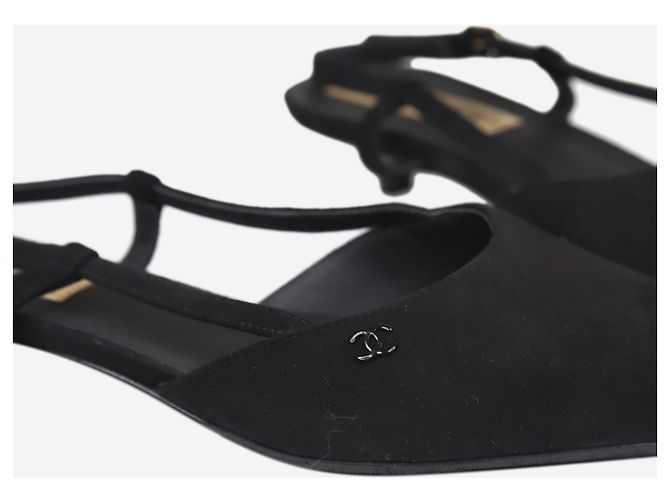 Chanel Schwarze Slingback-Kitten-Heels - Größe EU 38 - Ansicht 5
