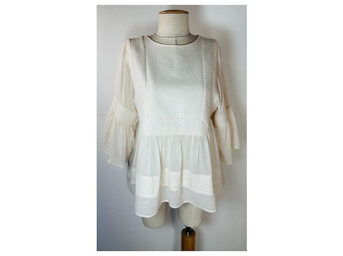 Top in cotone beige Closed - vista 3
