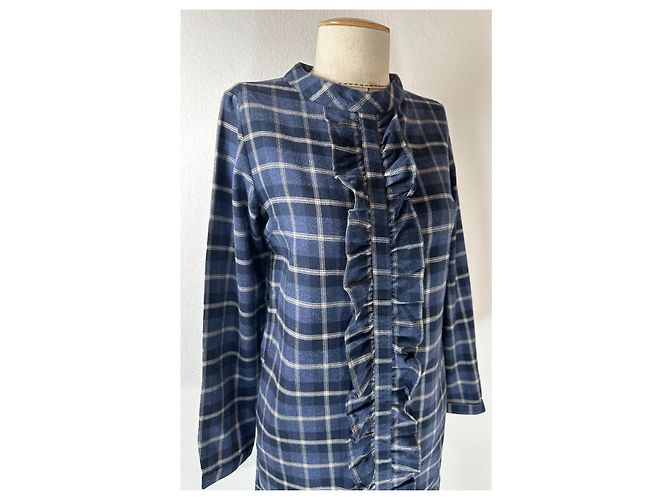 Apc Hemdkleid Gingham Blau Baumwolle - Ansicht 2