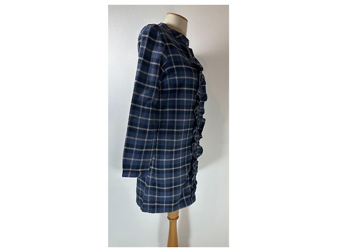 Apc Hemdkleid Gingham Blau Baumwolle - Ansicht 3