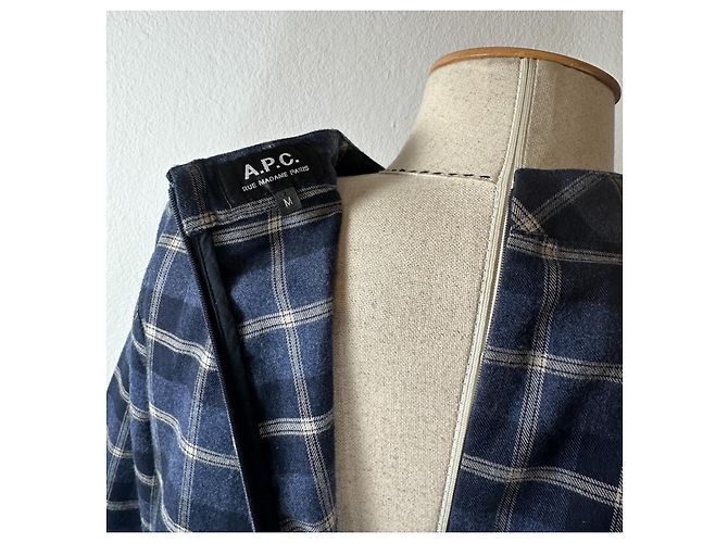 Apc Hemdkleid Gingham Blau Baumwolle - Ansicht 6