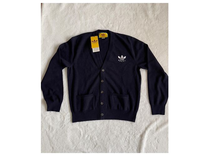 Gucci x Adidas Strickjacke aus Wolle marineblau - Ansicht 2