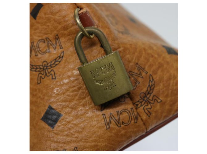 Borsa a mano MCM Vicetos Logogram in pelle PVC 2modo Brown Auth 69734 - vista 10