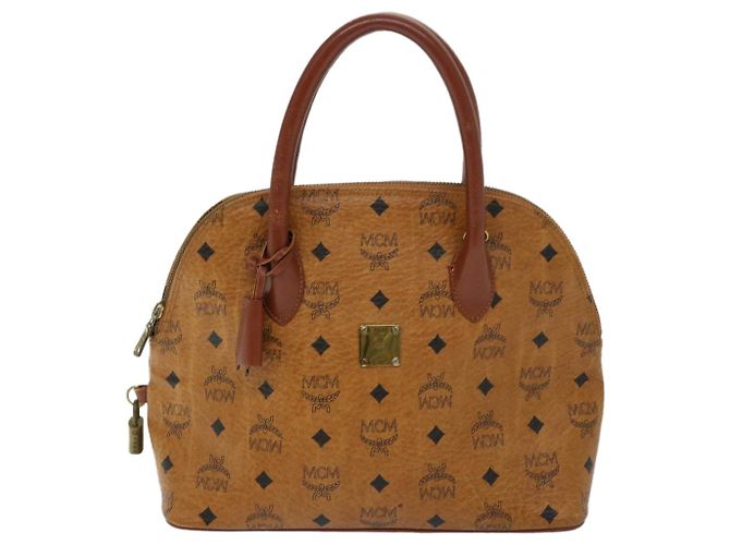 Borsa a mano MCM Vicetos Logogram in pelle PVC 2modo Brown Auth 69734 - vista 13