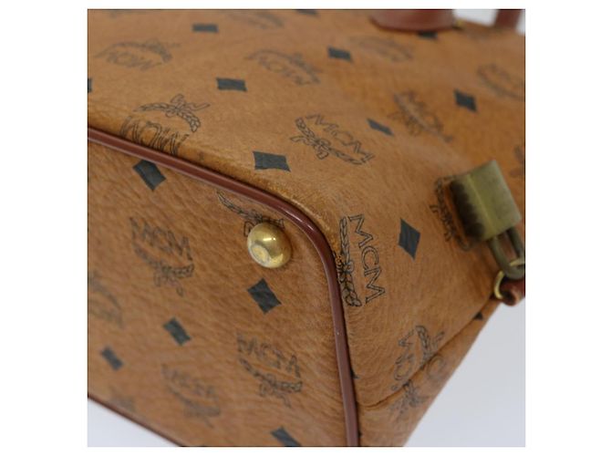Borsa a mano MCM Vicetos Logogram in pelle PVC 2modo Brown Auth 69734 - vista 15