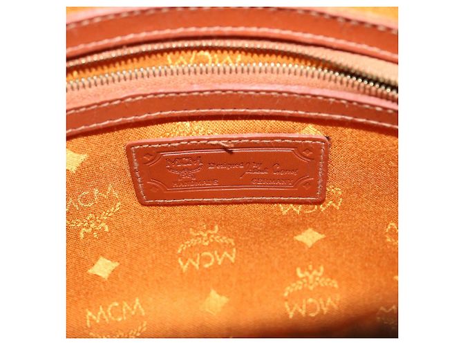 Borsa a mano MCM Vicetos Logogram in pelle PVC 2modo Brown Auth 69734 - vista 18