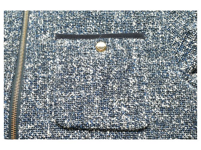 Camicia giubbotto Moncler blu e bianco in piuma d'oca trapuntata taglia 42 da donna. - vista 10