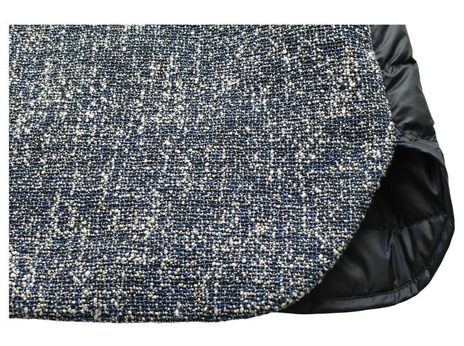 Camicia giubbotto Moncler blu e bianco in piuma d'oca trapuntata taglia 42 da donna. - vista 9