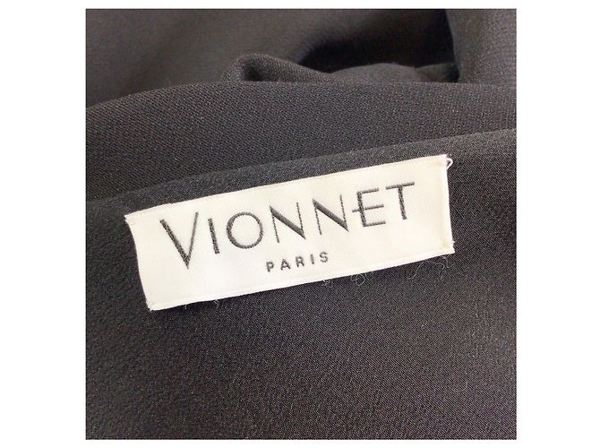 Abito midi Vionnet in crêpe nero con maniche a campana e scollo a V - vista 4
