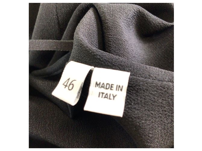 Abito midi Vionnet in crêpe nero con maniche a campana e scollo a V - vista 5