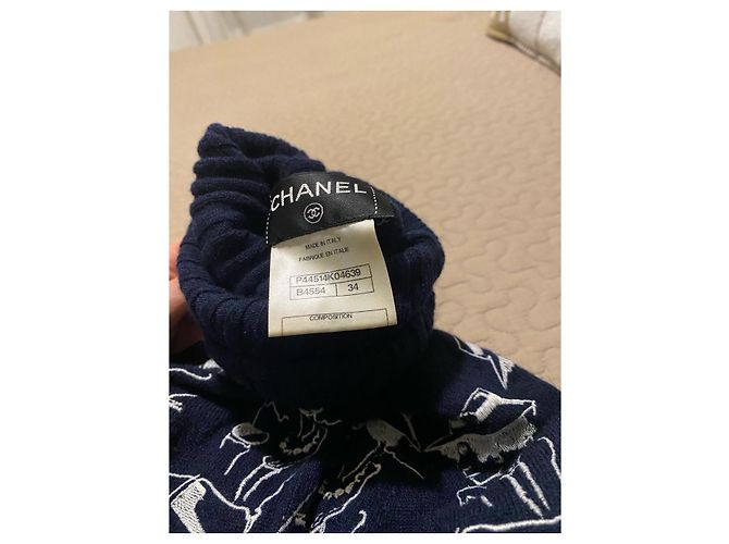 Chanel Kaschmirpullover in Blau mit Coco Chanel Stickerei - Ansicht 3