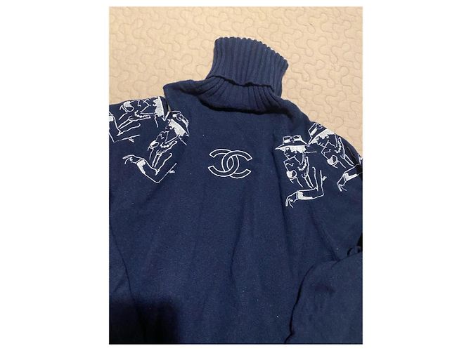Chanel Kaschmirpullover in Blau mit Coco Chanel Stickerei - Ansicht 5