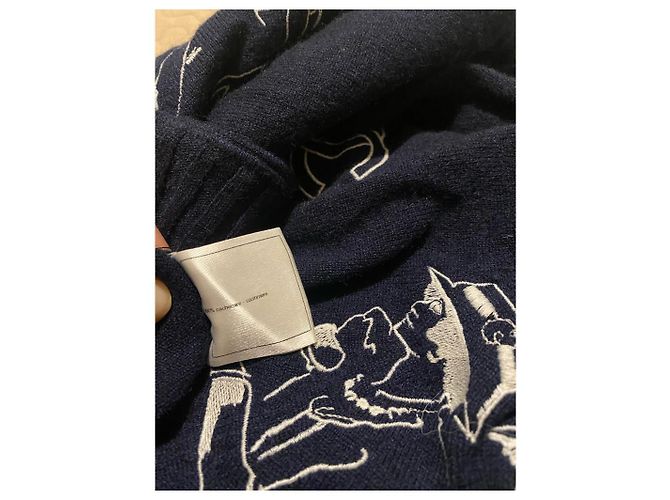 Chanel Kaschmirpullover in Blau mit Coco Chanel Stickerei - Ansicht 6