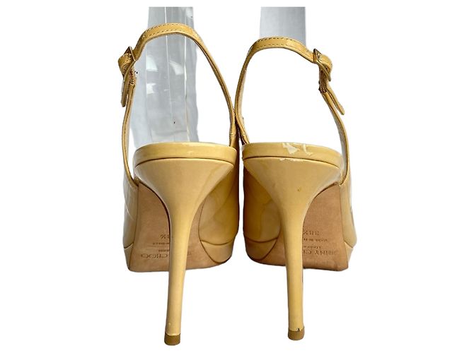 Décolleté Jimmy Choo Shaw Nude in vernice con punta aperta Beige - vista 10