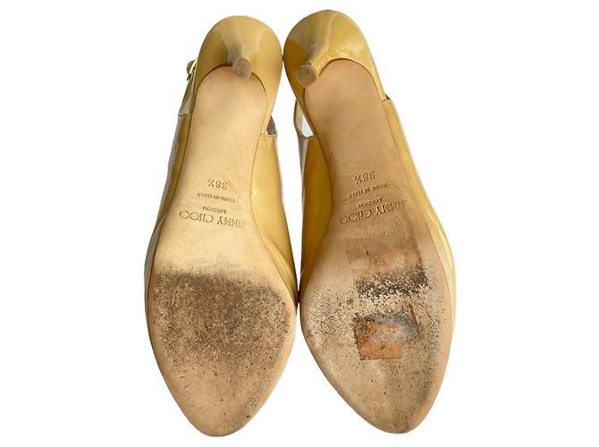 Décolleté Jimmy Choo Shaw Nude in vernice con punta aperta Beige - vista 12