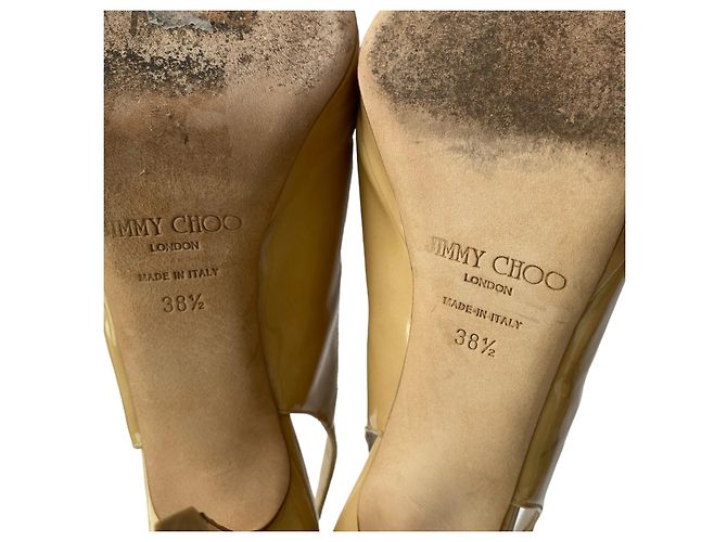 Décolleté Jimmy Choo Shaw Nude in vernice con punta aperta Beige - vista 13