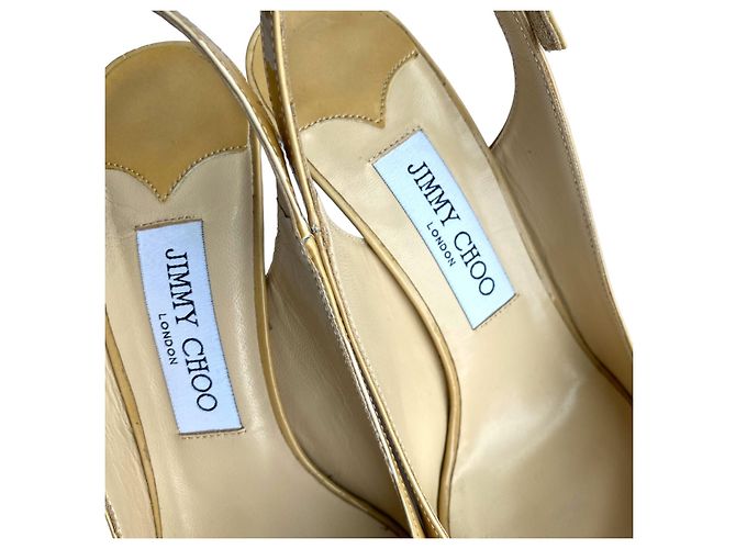 Décolleté Jimmy Choo Shaw Nude in vernice con punta aperta Beige - vista 14