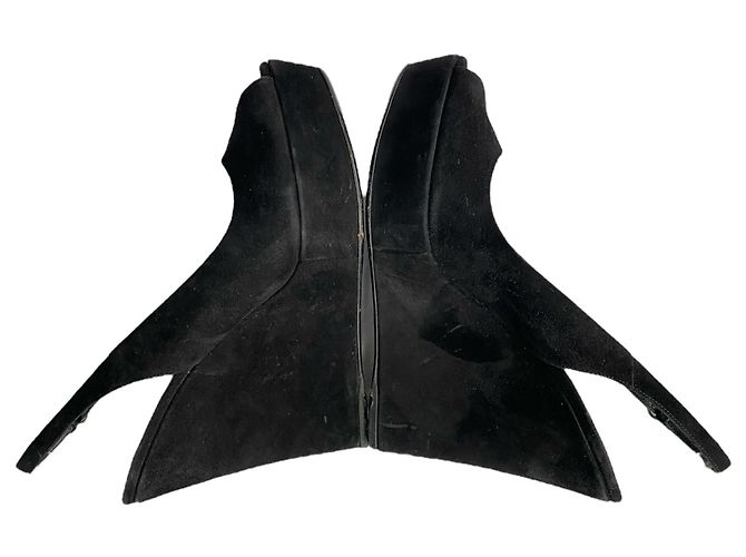 Sandali con zeppa Gucci in camoscio nero con plateau Silver hardware - vista 11