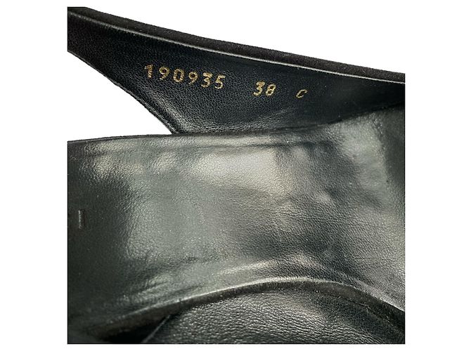 Sandali con zeppa Gucci in camoscio nero con plateau Silver hardware - vista 12