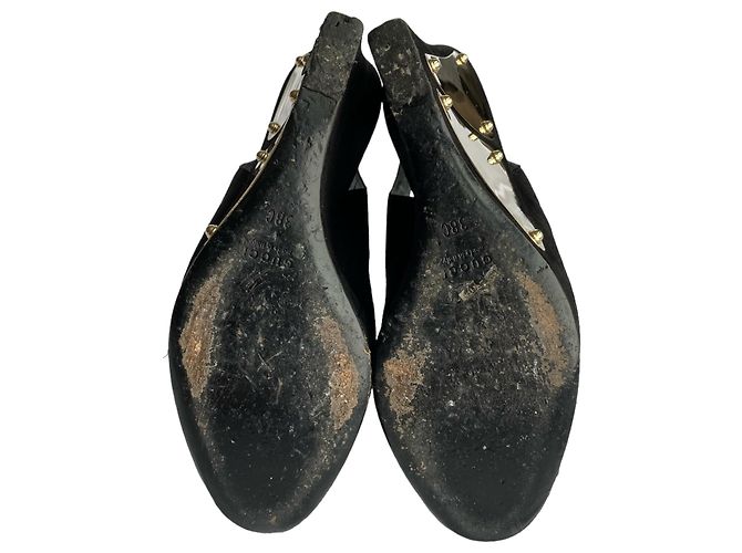 Sandali con zeppa Gucci in camoscio nero con plateau Silver hardware - vista 14