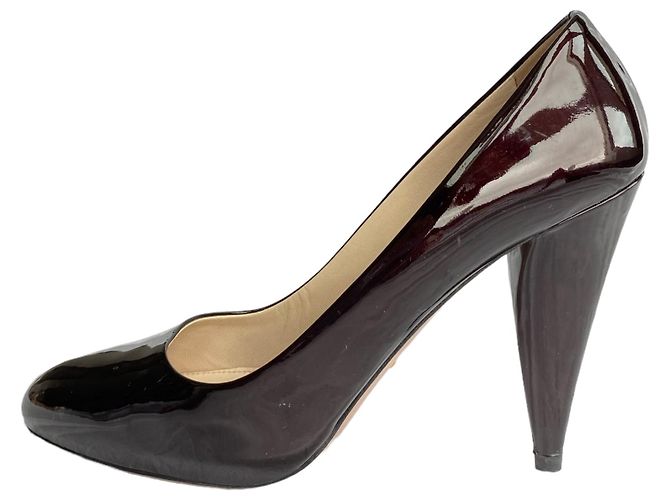Tacones Prada de charol bordeaux con tacón triangular 40.5 Morado oscuro - vista 2