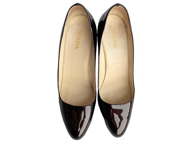 Tacones Prada de charol bordeaux con tacón triangular 40.5 Morado oscuro - vista 5