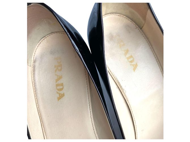 Tacones Prada de charol bordeaux con tacón triangular 40.5 Morado oscuro - vista 7