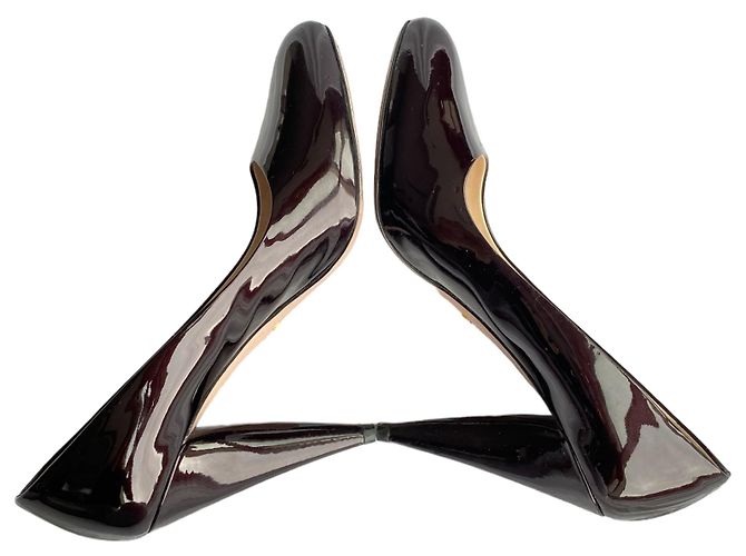 Tacones Prada de charol bordeaux con tacón triangular 40.5 Morado oscuro - vista 9