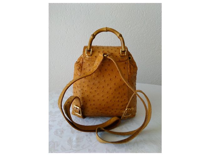 Bamboo GUCCI BAMBO ZAINO IN STRUZZO BEIGE. - vista 2